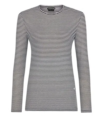 Tom Ford Black Crew Neck Stripes T-shirt