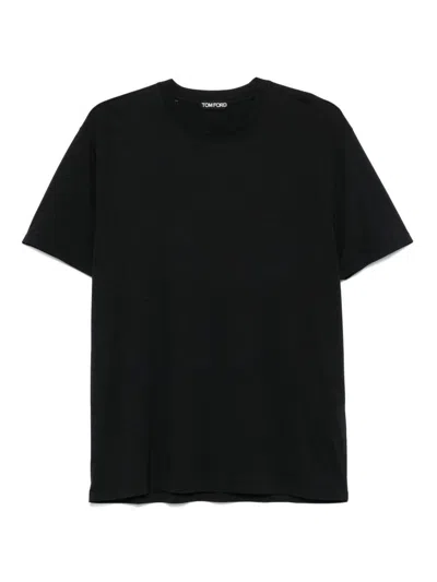TOM FORD BLACK CREWNECK SHORT-SLEEVE