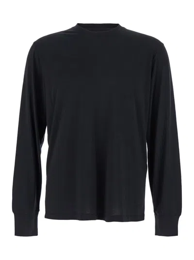 Tom Ford Black Crewneck T-shirt With Long Sleeves In Cotton Blend Man