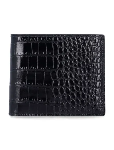 Tom Ford Black Croc-effect Leather Bi-fold Wallet