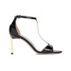 TOM FORD BLACK CROCO EMBOSSED LEATHER SANDALS