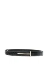 Tom Ford Black Crocodile Effect Leather Belt With T Buckle In Black