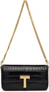 Tom Ford Mini Shoulder Bag In Stamped Crocodile Calf Leather In 1n001 Black