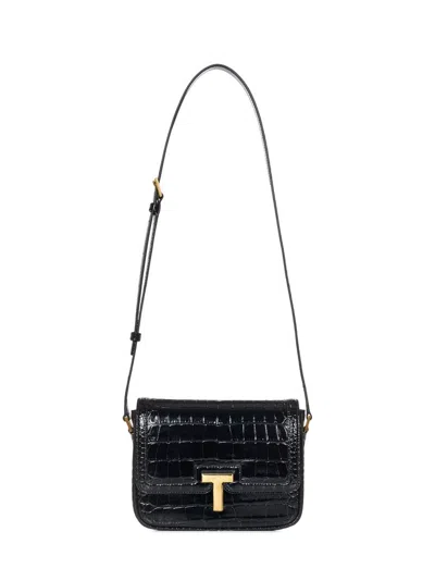 Tom Ford Black Crocodile-print Leather Small Shoulder Bag