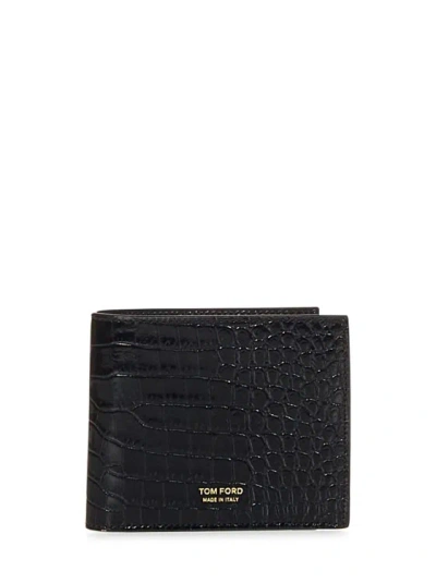 Tom Ford Black Crocodile-print Wallet