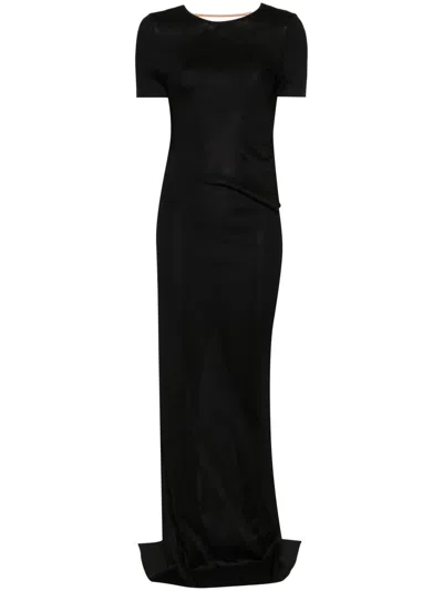 Tom Ford Liquid Viscose Double Knit Long Dress In Schwarz