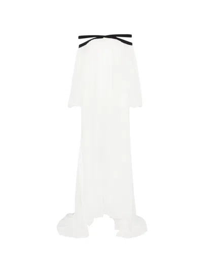 Tom Ford Off Shoulder Long Dress Cotton Detail In White