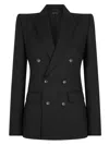 Tom Ford Black Harringbone Wool Double-breasted Tailored Jacket In Black