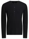 Tom Ford Long-sleeved Henley Top With Buttoned Placket And Fitted Silhouette In Black