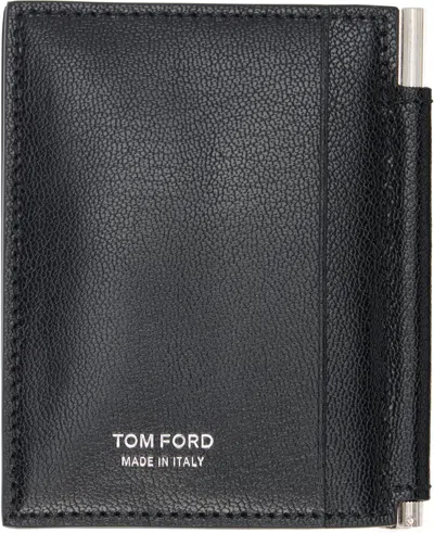 Tom Ford Black Elongated T Line Money Clip Card Holder