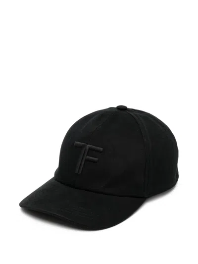 Tom Ford Black Embroidered Logo Baseball Hat