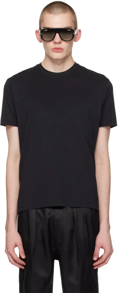Tom Ford Black Embroidered T-shirt In Lb999 Black