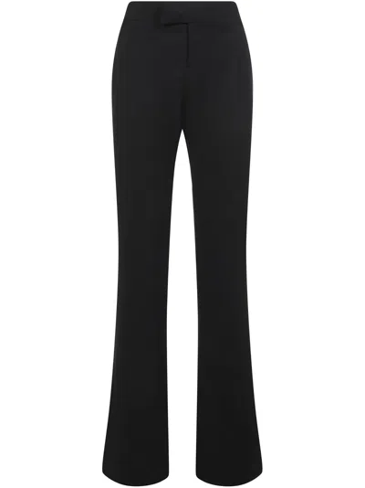 TOM FORD BLACK FLARED TROUSERS IN GRAIN DE POUDRE TOM FORD WOMAN