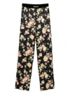 Tom Ford Wide Leg Floral Print Satin Trousers In Black