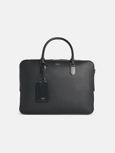 Tom Ford Black Full-grain Leather Briefcase Bag