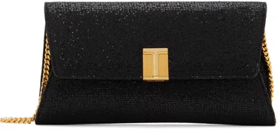 TOM FORD BLACK GLITTER TEXTURED FABRIC BAG