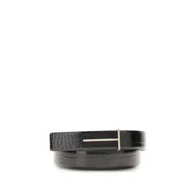 TOM FORD BLACK GOATSKIN REGULAR BELT