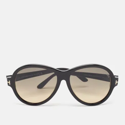Tom Ford Camryn Round-frame Sunglasses In Shiny Black