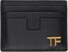 Tom Ford Black Grain Leather Card Holder In Black