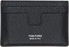 Tom Ford Black Soft Grain Leather Money Clip Card Holder