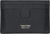 Tom Ford Black Soft Grain Leather Money Clip Card Holder
