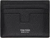 Tom Ford Black Grain Leather Classic Card Holder In Black