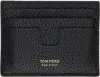 Tom Ford Black Grain Leather Classic Card Holder In Black