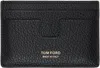 Tom Ford Black Grain Leather Classic Card Holder In Black