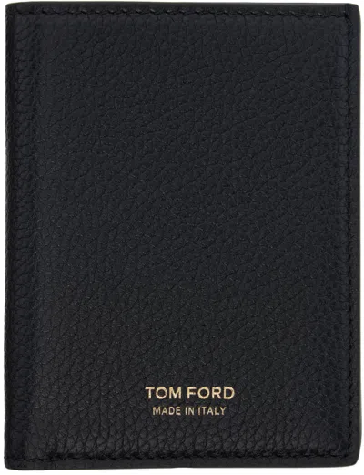 Tom Ford Black Grain Leather Folding Card Holder