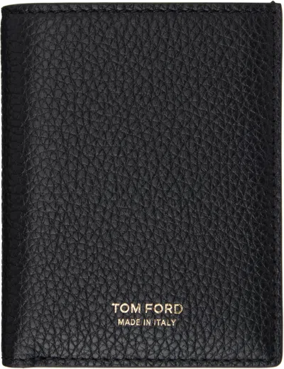 Tom Ford Black Grain Leather Folding Card Holder