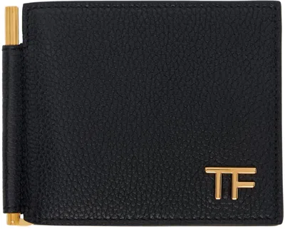 Tom Ford Black Grain Leather Money Clip Wallet