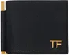 Tom Ford Black Grain Leather Money Clip Wallet In Black
