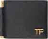 Tom Ford Black Grain Leather Money Clip Wallet In Black