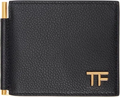 Tom Ford Black Grain Leather Money Clip Wallet