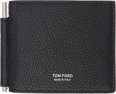 Tom Ford Soft Grain T Line Money Clip Wallet In Black
