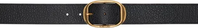 Tom Ford Black Grain Leather Oval Belt