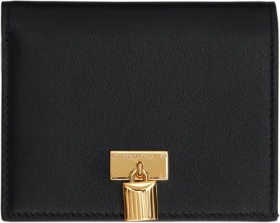 Tom Ford Natural Grain Leather Padlock Compact Wallet In Black