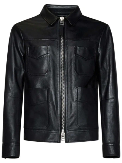 Tom Ford Black Grained Leather Blouson
