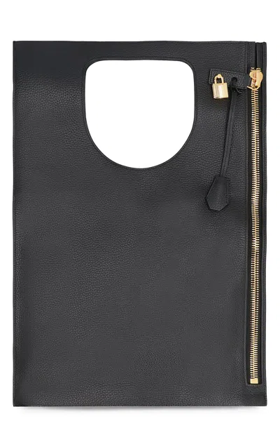 Tom Ford Black Grained Leather Tote For Women
