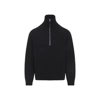 Tom Ford Wool And Cashmere-blend Half-zip Sweater In Black