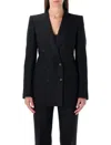 Tom Ford Black Harringbone Wool Double-breasted Tailored Jacket In Black