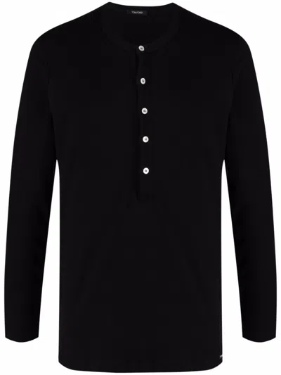 TOM FORD BLACK HENLEY T-SHIRT