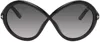 Tom Ford Jada Oversized-frame Sunglasses In 01b Shiny Black