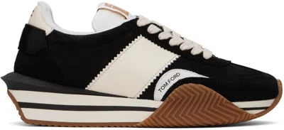 Tom Ford Black James Sneakers In Black + Cream