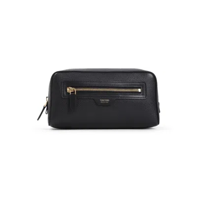 Tom Ford Grained Calf Leather Toiletry Case In Black