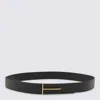 Tom Ford Crocodile-effect Logo Belt In Black