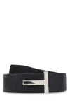 Tom Ford Black Leather Belt In Darknavyblack