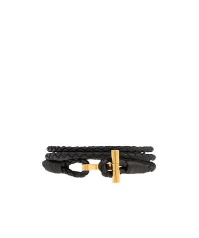 TOM FORD TOM FORD BLACK LEATHER BRACELET
