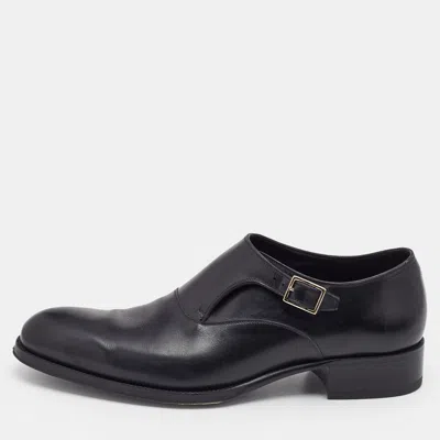 Pre-owned Tom Ford Black Leather Buckle Oxfords Size 44