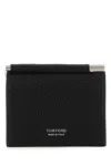 Tom Ford Black Leather Card Holder In Black